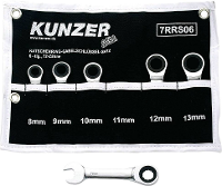 Kunzer 7RRS06 Steek ringratelsleutelset 6 delig Sleutelbreedte (metrisch) 8   13 mm