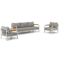 Stoel en Bank Loungeset 5 personen Aluminium Wit Coco Avellino
