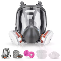 Stofmasker Herbruikbaar Volledige Gezichtsrespirator Masker Dubbele Filtratie Anti Fog Organische Dampmasker voor Houtbe