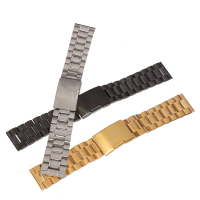Straight Stainless Steel Strap Side Push Button Buckle Watch Band
