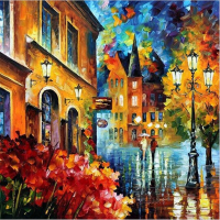 Street Light Diy Oil Painting By Numbers Digital Oil Painting Kits Canvas Wall Decor Gift 40x50cm