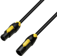 Stroom Kabel [1x Powercon Bus   1x Powercon Stekker] 1.5 M Zwart Geel Adam Hall 8101 Tconl 0150 Ip65
