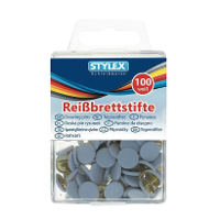 Stylex Prikbord punaises   platte kop   100x stuks   wit   metaal