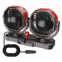 SUITU F6604 Dual head Autoventilator Twee snelheden 3 blad Turbine 12V 24V Brushless Motor 150° Links rechts Oscillatie