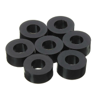 Suleve 200 stuks platte nylonring zwarte ronde afstandring stand off bevestigingsmateriaal 7*3*L