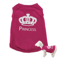 Summer Pet Puppy Dog Vest Princess T Shirt Rose Pink Printed Vest