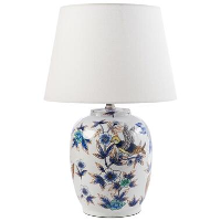 SUNJA   Tafellamp   Wit/Blauw   Porselein/Linnen