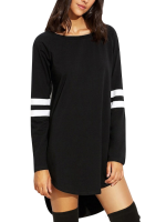 Solide ronde hals Casual eenvoudige blouses met lange mouwen voor dames