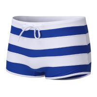 Superbody Navy Stripes Adjustable Drawstring Sport Boxers Swim Trunks For Men