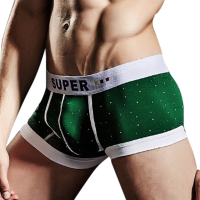 Superbody Sexy Casual Soft Underwear Dots Printing Cotton Breathable U Convex Boxers For Men