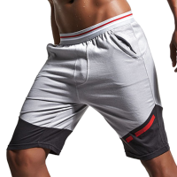 Superbody Summer Men's Splicing Elastic Fifth Shorts Contrast Color Pure Cotton Straight Leg Shorts