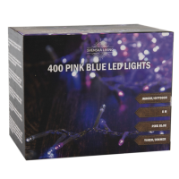 Feestverlichting lichtsnoer   400 led lampjes   roze/blauw   800 cm   met timer