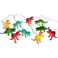 Lichtsnoer   dinosaurus   200 cm   op batterij   warm wit   10 dino led lampjes