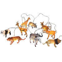 Lichtsnoer   safari dieren   170 cm   op batterij   warm wit   10 led lampjes