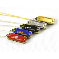 Swan 4 Hole 8 Tone Necklace Style Mini Harmonica Key Of C