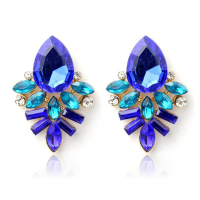 Sweet Crystal Rhinestone Leaf Water Drop Ear Stud Earrings For Women