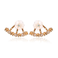 Sweet Shell Flower Cubic Zircon Crystal Ear Stud Earrings Women Jewelry