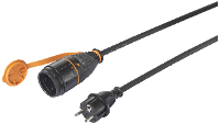 Sygonix SY 5597572 Stroom Verlengkabel 16 A Zwart, Oranje 10 m H07RN F 3G 1,5 mm² Afsluitbaar, Weerbestendig