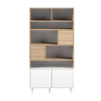 Symbiosis boekenkast Esby   eikenkleur/wit   180x89,5x40 cm   Leen Bakker