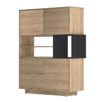 Symbiosis dressoir Kube   eikenkleur/zwart   147x114,3x40 cm   Leen Bakker