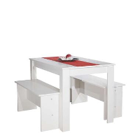 Symbiosis eetkamertafel Batsto (banken inbegrepen)   wit