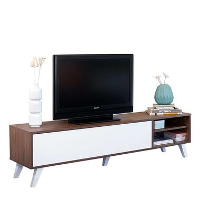 Symbiosis TV meubel Heidal   walnootkleur/wit   43,2x165x40 cm   Leen Bakker