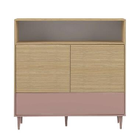 Symbiosis wandkast Esby   eikenkleur/oudroze   121,3x120x40 cm   Leen Bakker