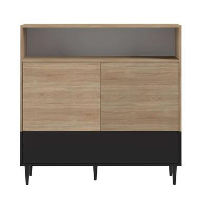 Symbiosis wandkast Esby   eikenkleur/zwart   121,3x120x40 cm   Leen Bakker