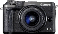 Systeemcamera Canon EOS M6 Incl. EF M 15 45 mm IS STM 24.2 Mpix Zwart WiFi, Bluetooth, Full HD video opname