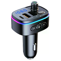 T65 bluetooth V5.0 FM zender 18W PD + QC3.0 USB autolader 9 kleuren Sfeerverlichting Siri Voice Control Hands free belle