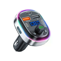 T81 Auto MP3 Speler Bluetooth 5.3 FM Transmitter QC3.0 PD 30W Snellader 7 Kleuren Lichten Ondersteunt Handsfree Bellen