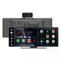 T89DVR 10,25 Inch draagbare carrosserie stereo draadloos CarPlay & Android Auto 4K+1080P dual dashcam aanraakscherm moni