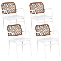 TACENO   Tuinstoel set van 4   Wit/Bruin   Metaal/Aluminium