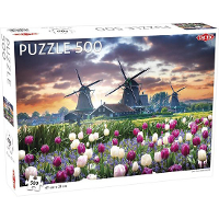 Tactic Puzzel Landscape: Old Mills and Tulips