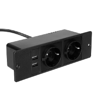 Tafelstopcontact met 2 USB 2 stopcontacten Ingebouwd stopcontact 2 weg installatie Stekkerdoos met 2 schroeven voor keuk