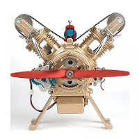 TECHING Legering Mini Handleiding Assemblage V2 Dubbel cilinder Motor Model Kits DIY Speelgoed Collectie Decoratie Weten