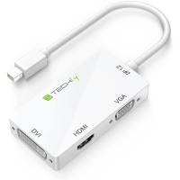 TECHly HDMI Adapter [1x Mini DisplayPort stekker   1x HDMI bus, DVI bus 24+1 polig, VGA bus] Wit
