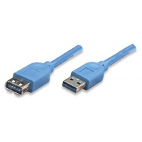 TECHly USB 3.0 Verlengkabel [1x USB 3.0 Stekker A   1x USB 3.0 Bus A] 1 m Blauw Vergulde steekcontacten