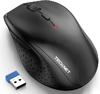 TECKNET 4800 DPI Draadloze Muis Classic Ergonomische Stille Optische Muis met 6 Knoppen 2.4G Nano USB Ontvanger Nano Mui