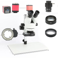 Telefoon PCB Soldeer Reparatie Lab Industrieel 7X 45X 90X Simul focale Trinoculaire Stereomicroscoop VGA HDMI Videocamer