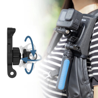 TELESIN 360° Rotatie Rugzak Schouderriem Bevestigingsclip Snelsluiting Basis Dubbele J haak voor GoPro Hero 9 8 7 6 5 4