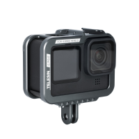 TELESIN aluminium beschermhoes voor GoPro Hero 9 cameraframe behuizing kooi met verwijderbare achterdeur en koude schoen