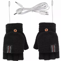 TENGOO 1 Paar Winter Halfvinger USB Elektrisch Verwarmde Handschoenen Dubbelzijdige Verwarming Flip top Handschoenen voo