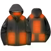 TENGOO 10 Zones Elektrisch Verwarmde Jas   3 Standen Temperatuurregeling, Winddicht, USB Opladen, Thermische Hoodie Jas