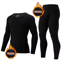 TENGOO 2 Stuks Heren Warm Compressie Basislaag,Thermisch Ondergoed Set,Long Johns Set,Vochtregulerend & Ademend Basis Zw