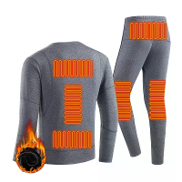 TENGOO HD 02G Elektrisch Verwarmd Top Pant Set Fleece 3 Zones Verwarming Voering Thermisch Lange Mouwen Broeken Heren US