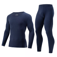 TENGOO Heren Fall Winter Thermisch Ondergoed Set Eenvoudige Basislaag Langsleeve Top Broek Casual Pyjama Set