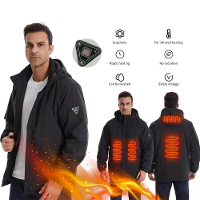 TENGOO HJ 04B 4 Verwarmingsgebieden Jas Windbreker Unisex 3 Gang Thermisch Hoge Hals Hoodie Jack Winddicht Comfortabele