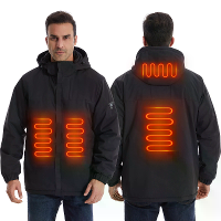 TENGOO HJ 04B 4 Zones Verwarmde Jas   3 Snelheden Thermisch, met Digitale Display, Winddicht & Hoge Hals Kap, Unisex Com