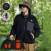 TENGOO HJ 04BP 4 Verwarmingsgebieden Warme Comfortabele Pool Fleece Staande Kraag Rits Jacket Casual Losse Jas